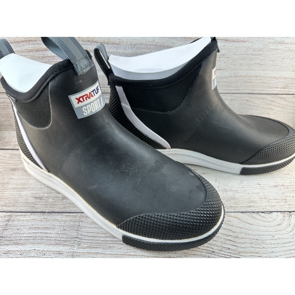 XTRATUF Men's Black 6″ Ankle Deck Waterproof Pull On Sport Boots Size 12 M